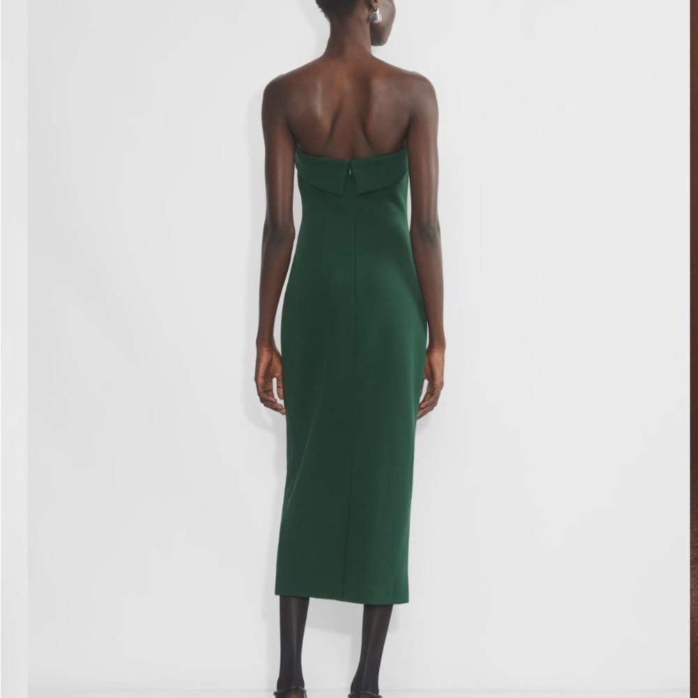 Aritzia Green Ribbed Strapless Sheath Dress - Picture 2 of 8